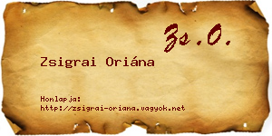 Zsigrai Oriána névjegykártya